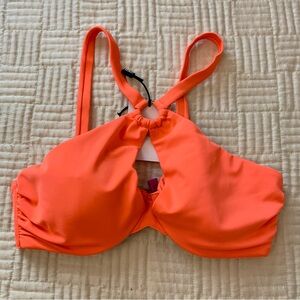 NWT L’agent Vibrant Orange Halter Bikini Top Size Medium